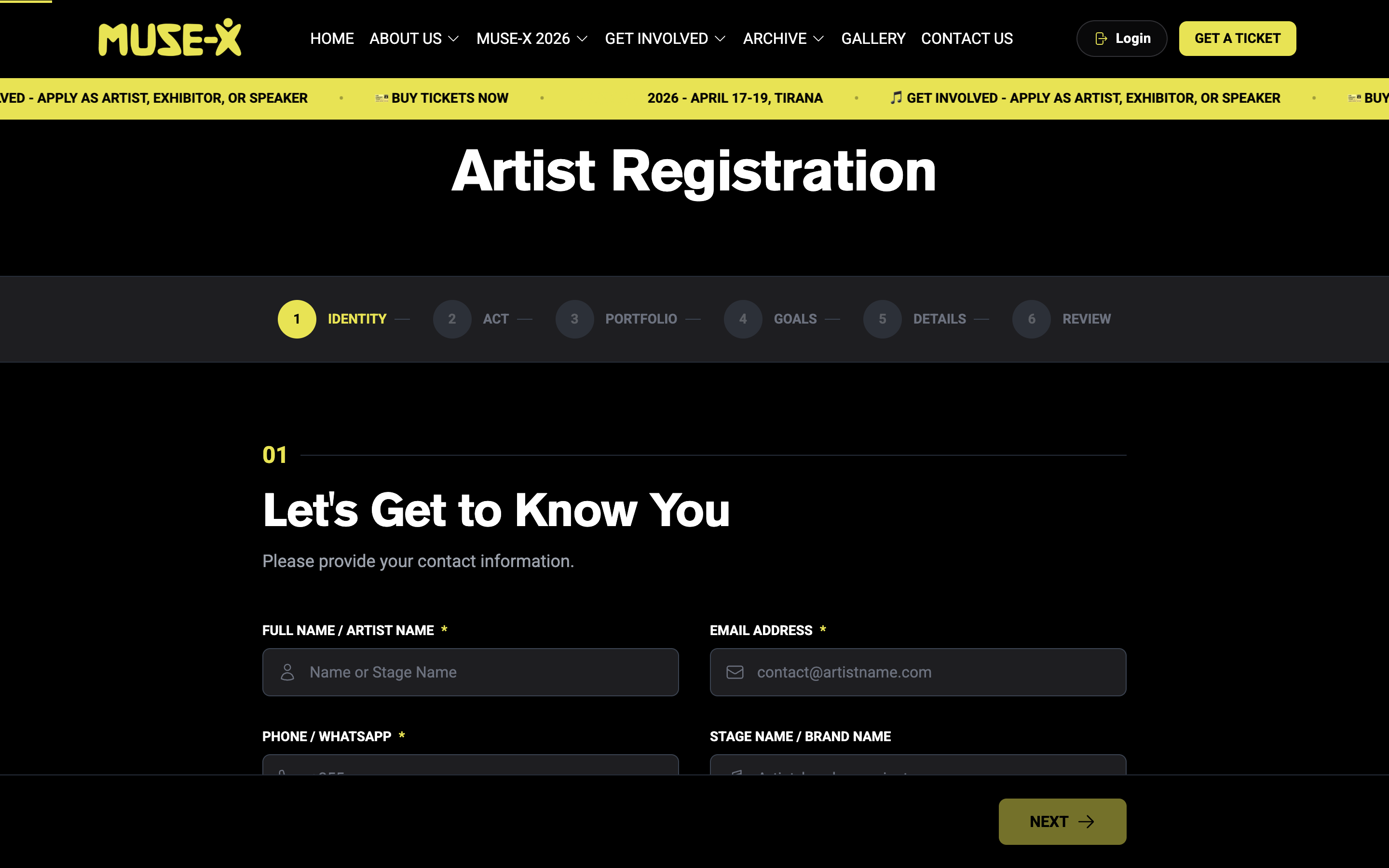 Artist Registration Flow